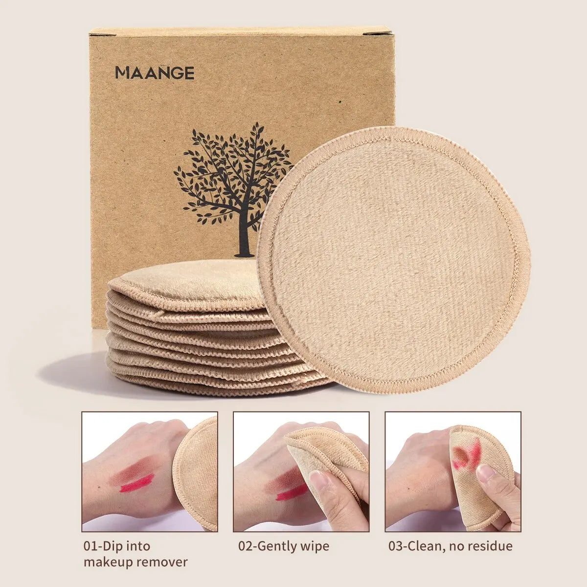 NudeNest CloudSoft™ Reusable Makeup Remover Pads – 10 Pack